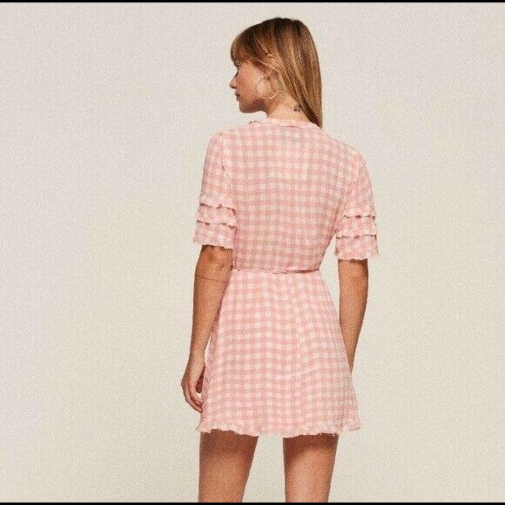 Reformation Leanna Pink Gingham Wrap Dress M